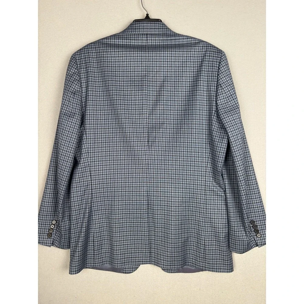 Lauren Ralph Lauren Blazer Mens 42L Blue Checked 2 Button Stretch Sport Coat